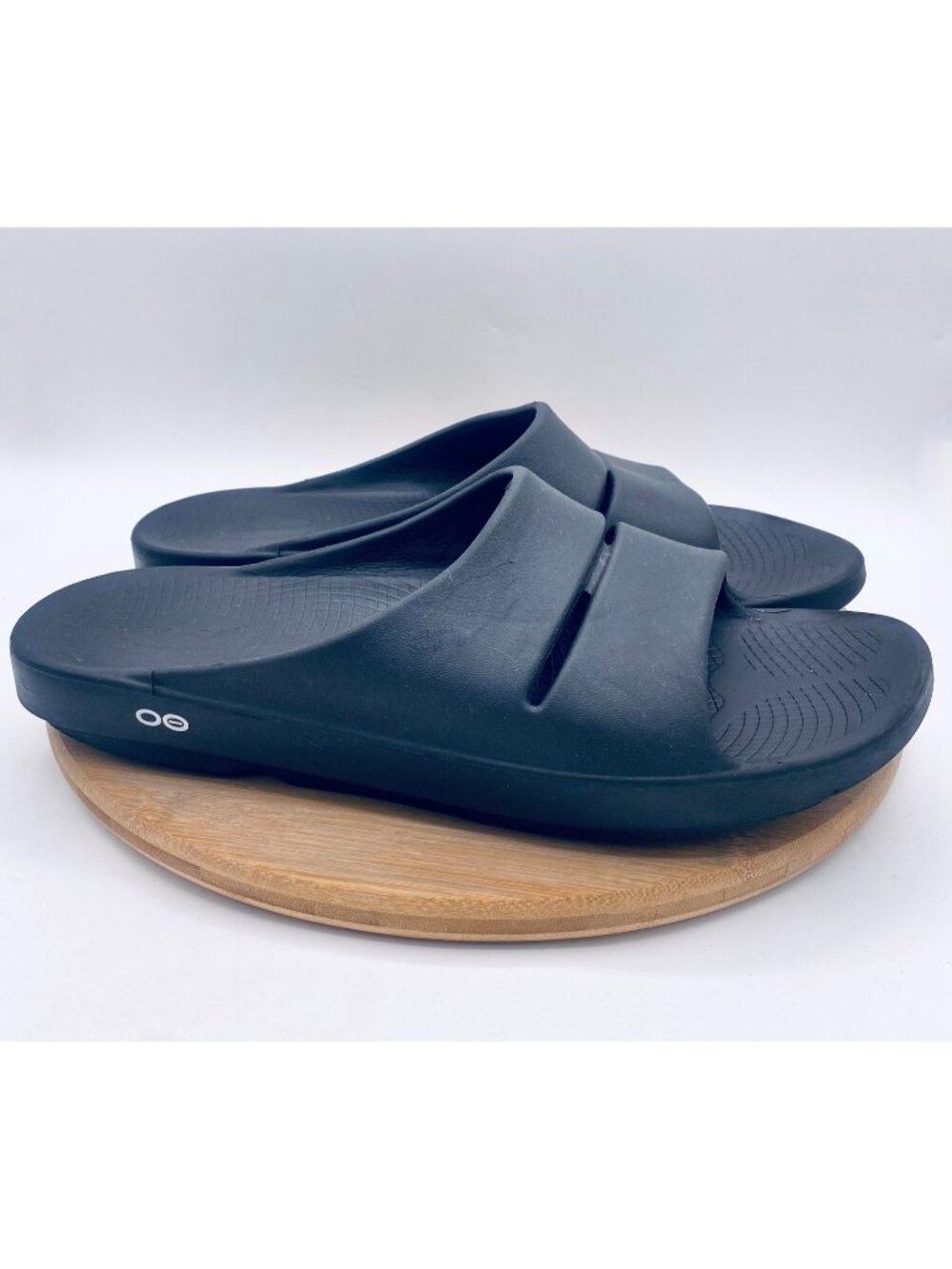 Oofos Sandals Mens 14 Black Rubber Ooaah Slip On Comfort Recovery Slides